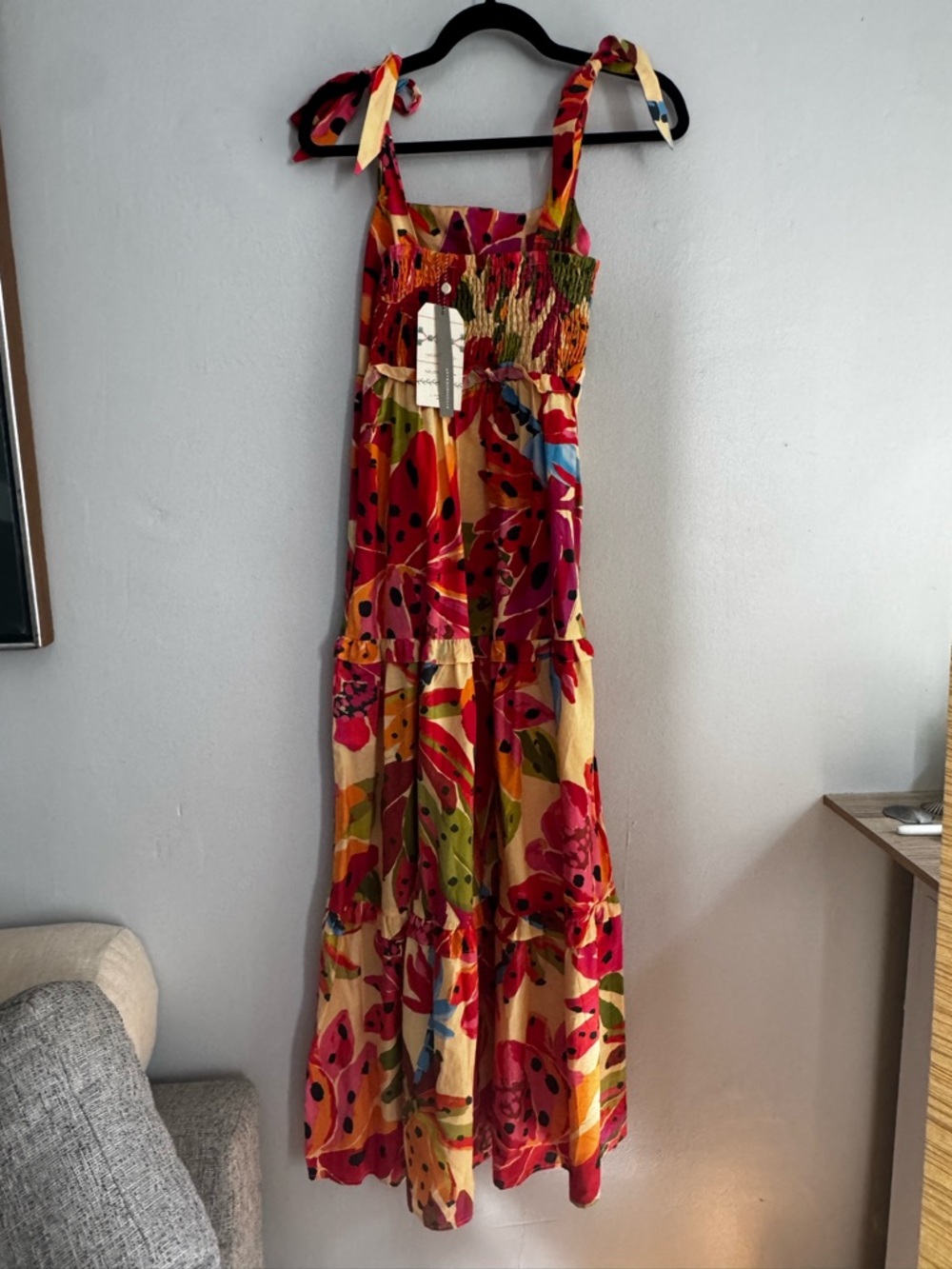 Vibrant Floral Tie-Shoulder Maxi Dress - Farm Rio / Anthropologie